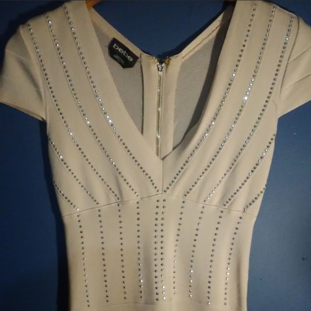 Authentic Bebe Beige Bodycon Dress